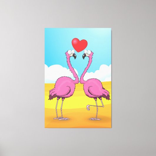 Flamingo's Liefhebben Canvas Afdruk (Voorkant)