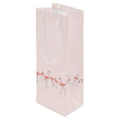 Flamingo's Lijn cadeautasche fles Wijn Cadeautas (Achterkant Gekanteld)