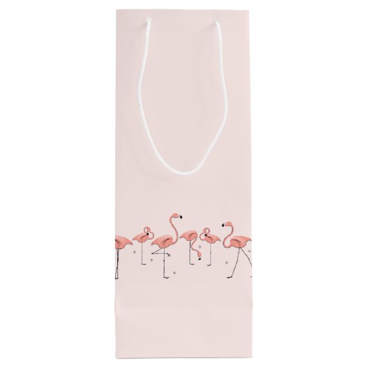 Flamingo's Lijn cadeautasche fles Wijn Cadeautas (Achterkant)