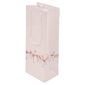 Flamingo's Lijn cadeautasche fles Wijn Cadeautas (Voorkant Gekanteld)