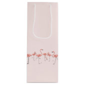 Flamingo's Lijn cadeautasche fles Wijn Cadeautas (Voorkant)