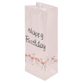 Flamingos Line Happy Birthday-cadezak Wijn Cadeautas (Achterkant Gekanteld)
