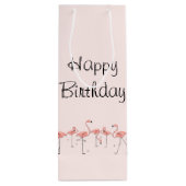 Flamingos Line Happy Birthday-cadezak Wijn Cadeautas (Achterkant)