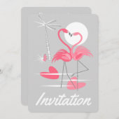 Flamingos Love Invitation vertical Kaart (Voorkant / Achterkant)