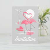 Flamingos Love Invitation vertical Kaart (Staand voorkant)