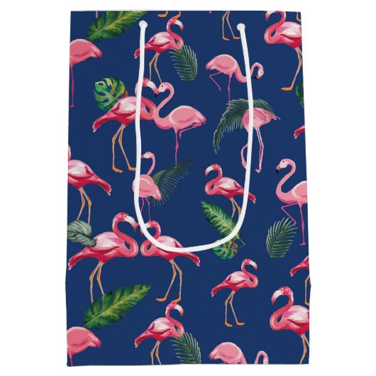 Flamingos Love Pattern 2 Medium Cadeauzakje (Achterkant)