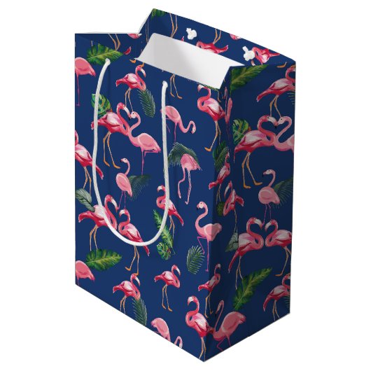 Flamingos Love Pattern 2 Medium Cadeauzakje (Achterkant Gekanteld)