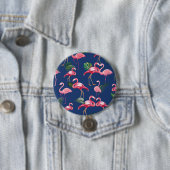 Flamingos Love Pattern 2 Ronde Button 7,6 Cm (In situ)