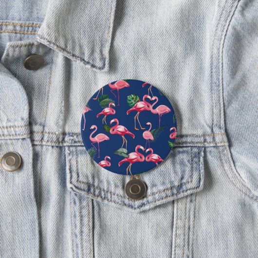 Flamingos Love Pattern 2 Ronde Button 7,6 Cm (In situ)
