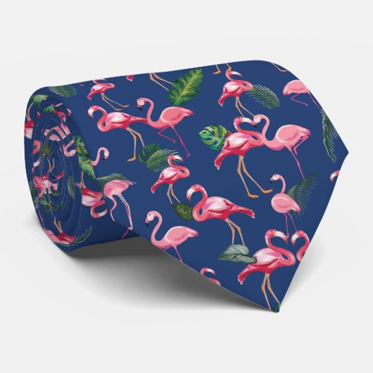 Flamingos Love Pattern 2 Stropdas (Opgerold)