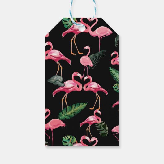 Flamingos Love Pattern 4 Cadeaulabel (Achterkant)