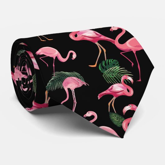 Flamingos Love Pattern 4 Stropdas (Opgerold)