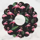 Flamingos Love Pattern 4 Wijnglaslabel (Achterkant)