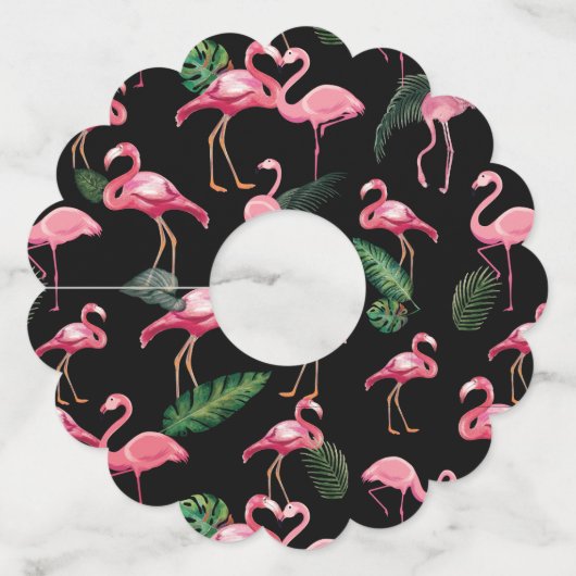 Flamingos Love Pattern 4 Wijnglaslabel (Achterkant)