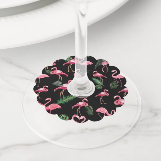 Flamingos Love Pattern 4 Wijnglaslabel (Dichtbij)