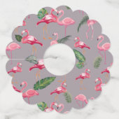 Flamingos Love Pattern 6 Wijnglaslabel (Achterkant)