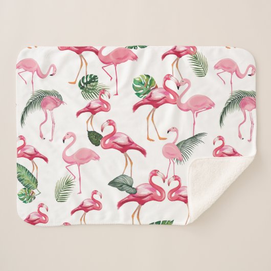 Flamingos Love Pattern Sherpa Deken (Voorkant (horizontaal))
