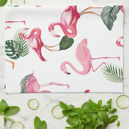 Flamingos Love Pattern Theedoek (Gevouwen)