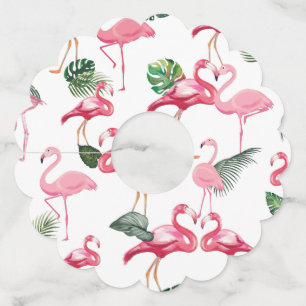 Flamingos Love Pattern Wijnglaslabel