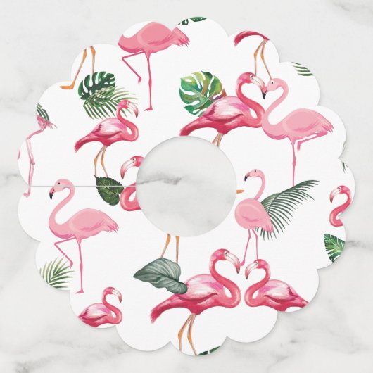 Flamingos Love Pattern Wijnglaslabel (Voorkant)