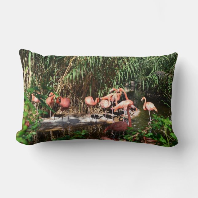 Flamingos Lumbar/Travel Pillow Kussen (Voorkant)