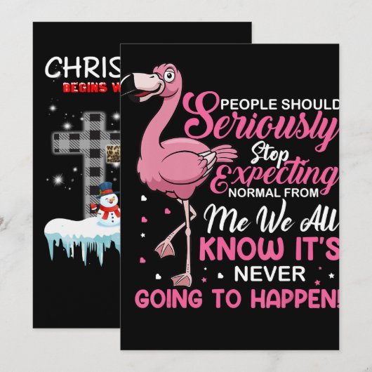 Flamingos | Mensen moeten ophouden normaal te verw Feestdagenkaart (Voorkant / Achterkant)