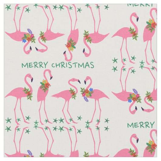 Flamingos Merry kerst Pattern Stof (Close Up)