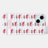 Flamingo's met Bloemen op Waterverf Strepen Case-Mate iPhone Case (Achterkant (horizontaal))