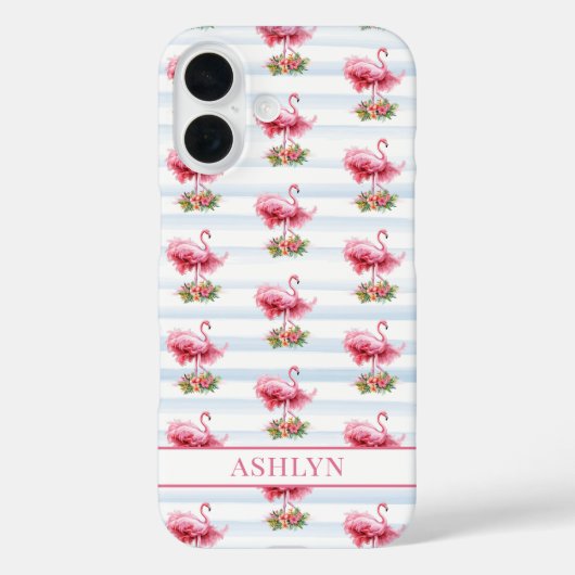 Flamingo's met Bloemen op Waterverf Strepen Case-Mate iPhone Case (Achterkant)