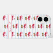 Flamingo's met Bloemen op Waterverf Strepen Case-Mate iPhone Case (Achterkant (horizontaal))