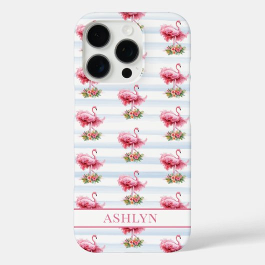Flamingo's met Bloemen op Waterverf Strepen Case-Mate iPhone Case (Achterkant)