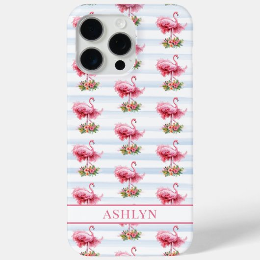 Flamingo's met Bloemen op Waterverf Strepen Case-Mate iPhone Case (Achterkant)