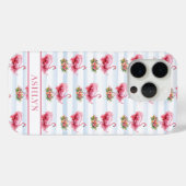 Flamingo's met Bloemen op Waterverf Strepen Case-Mate iPhone Case (Achterkant (horizontaal))