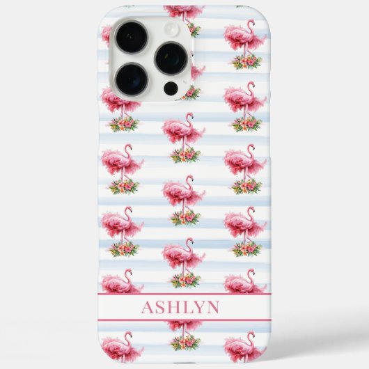 Flamingo's met Bloemen op Waterverf Strepen Case-Mate iPhone Case (Achterkant)
