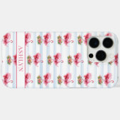 Flamingo's met Bloemen op Waterverf Strepen Case-Mate iPhone Case (Achterkant (horizontaal))