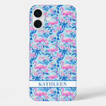 Flamingo's met Roze Bloemen Monogram