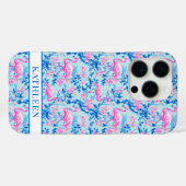 Flamingo's met Roze Bloemen Monogram Case-Mate iPhone Case (Achterkant (horizontaal))