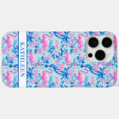 Flamingo's met Roze Bloemen Monogram Case-Mate iPhone Case (Achterkant (horizontaal))
