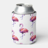 Flamingo's met spatten: waterverf. blikjeskoeler (Blikje Voorkant)