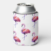 Flamingo's met spatten: waterverf. blikjeskoeler (Blikje Achterkant)