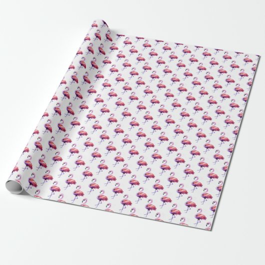 Flamingo's met spatten: waterverf. cadeaupapier (Uitgerold)