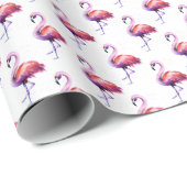 Flamingo's met spatten: waterverf. cadeaupapier (Rol Hoek)