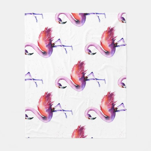 Flamingo's met spatten: waterverf. fleece deken (Voorkant)
