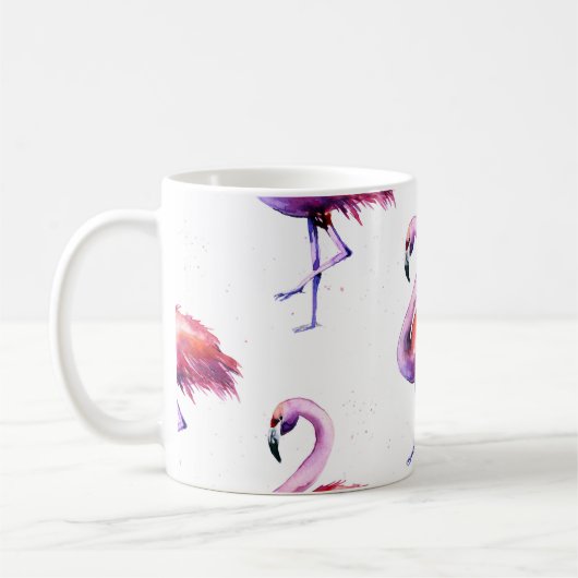 Flamingo's met spatten: waterverf. koffiemok (Links)