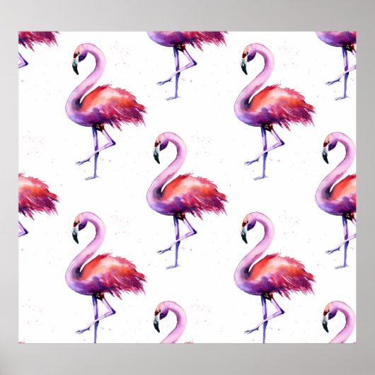 Flamingo's met spatten: waterverf. poster (Voorkant)