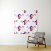 Flamingo's met spetters: aquarelpatroon. wandkleed (In Situ (horizontaal))