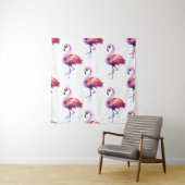 Flamingo's met spetters: aquarelpatroon. wandkleed (In situ)