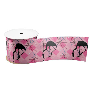 Flamingos Mideeuw Modern Atomic Starburst Retro Satijnen Lint