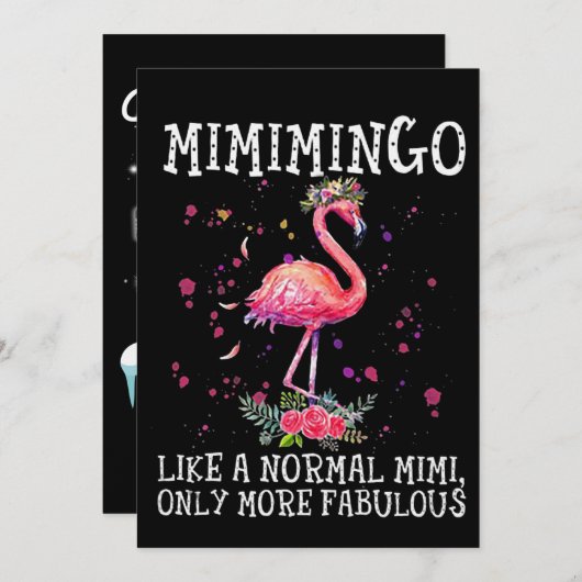 Flamingos | Mimimimingo als een normale Mimi Feestdagenkaart (Voorkant / Achterkant)