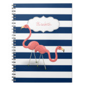 Flamingos, Modern Navy Blue Stripes Notitieboek (Voorkant)